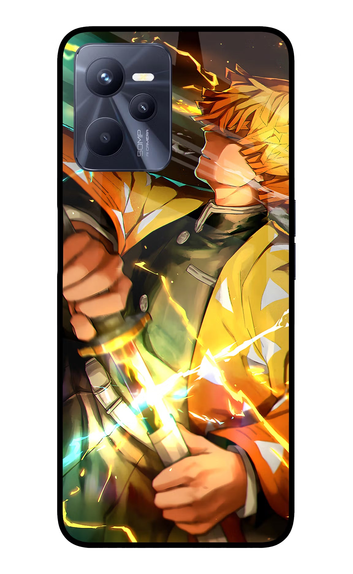 Demon Slayer Realme C35 Glass Case Back Cover by Casekaro