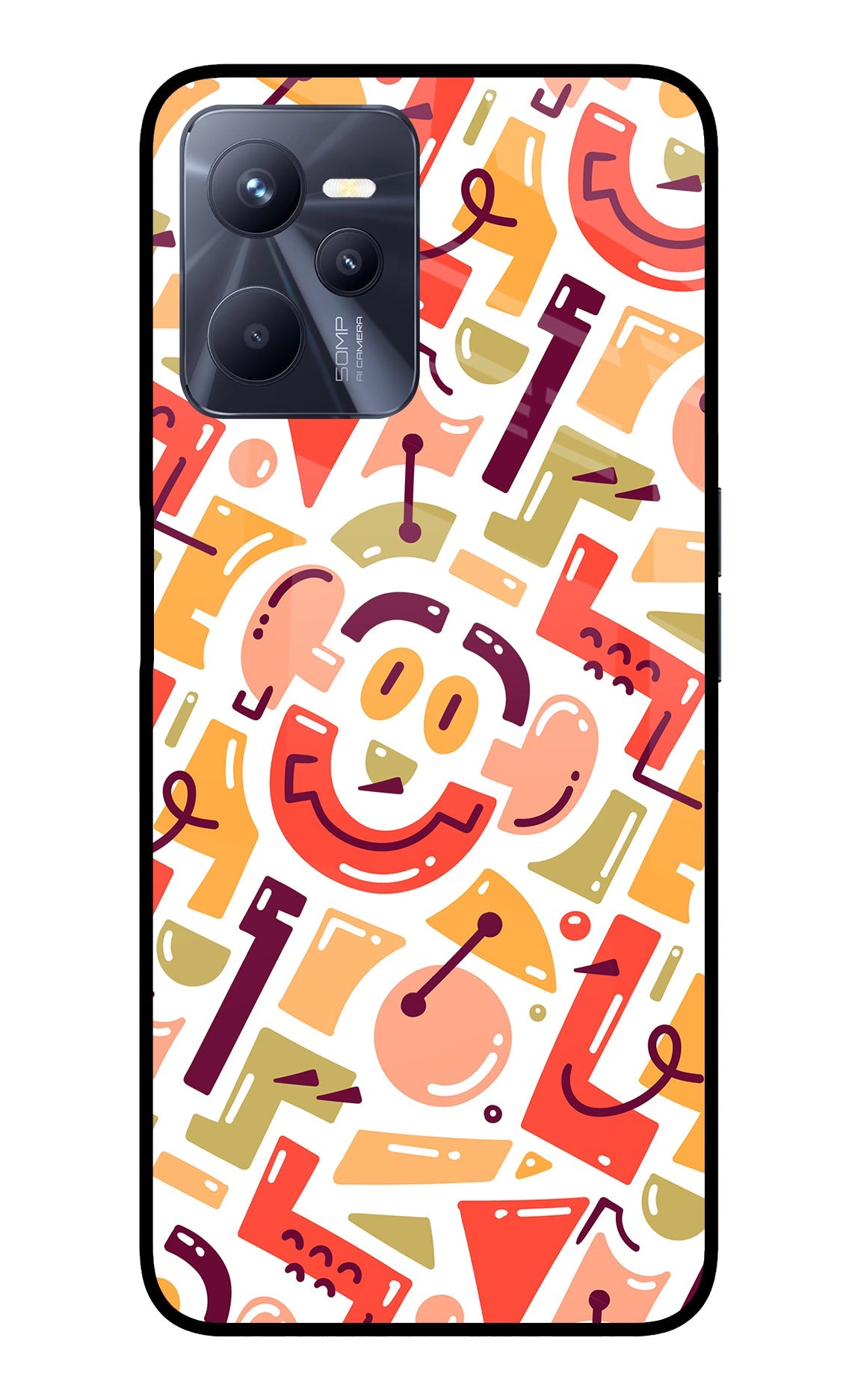 Doodle Pattern Realme C35 Glass Case