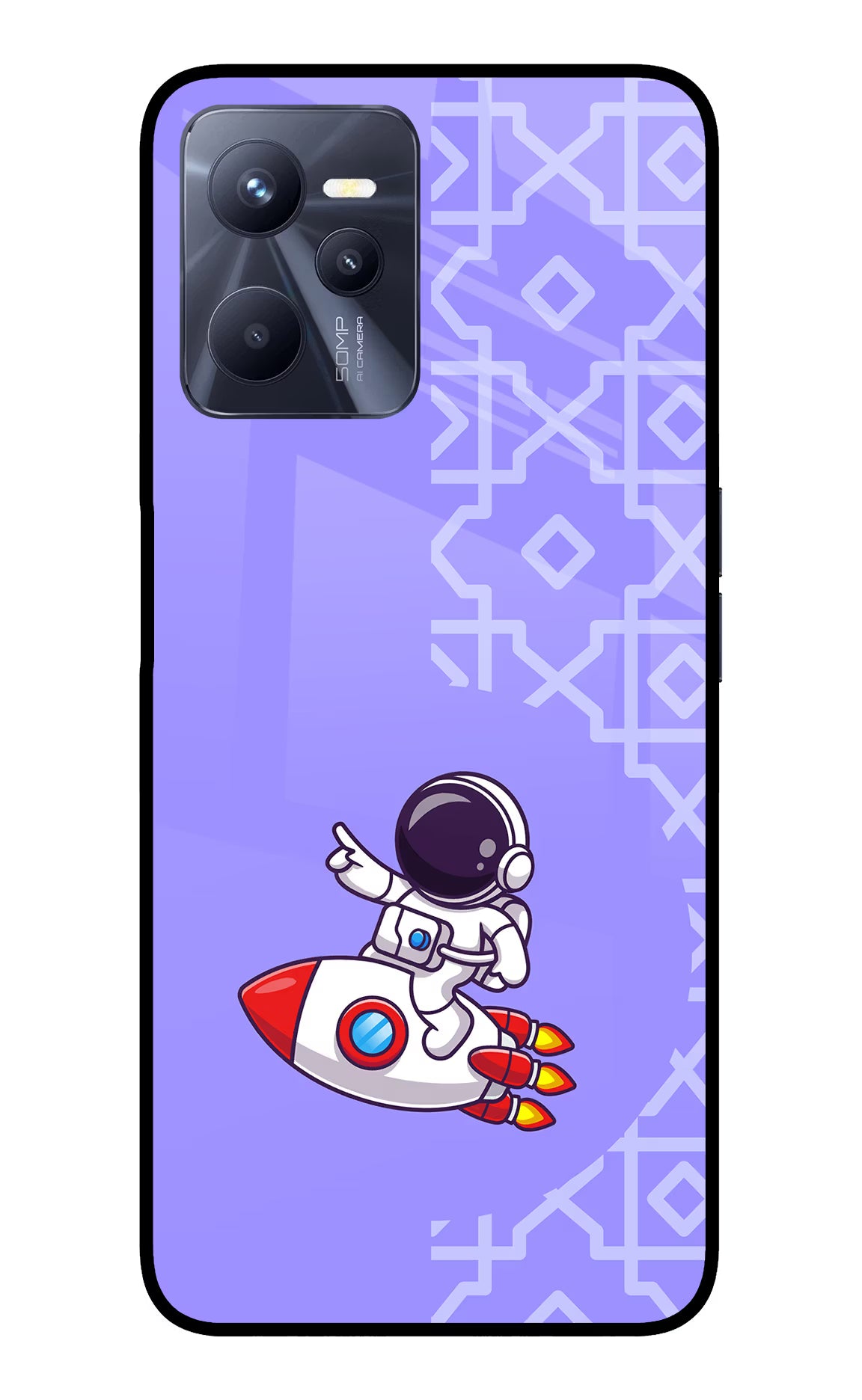 Cute Astronaut Realme C35 Glass Case Back Cover by Casekaro