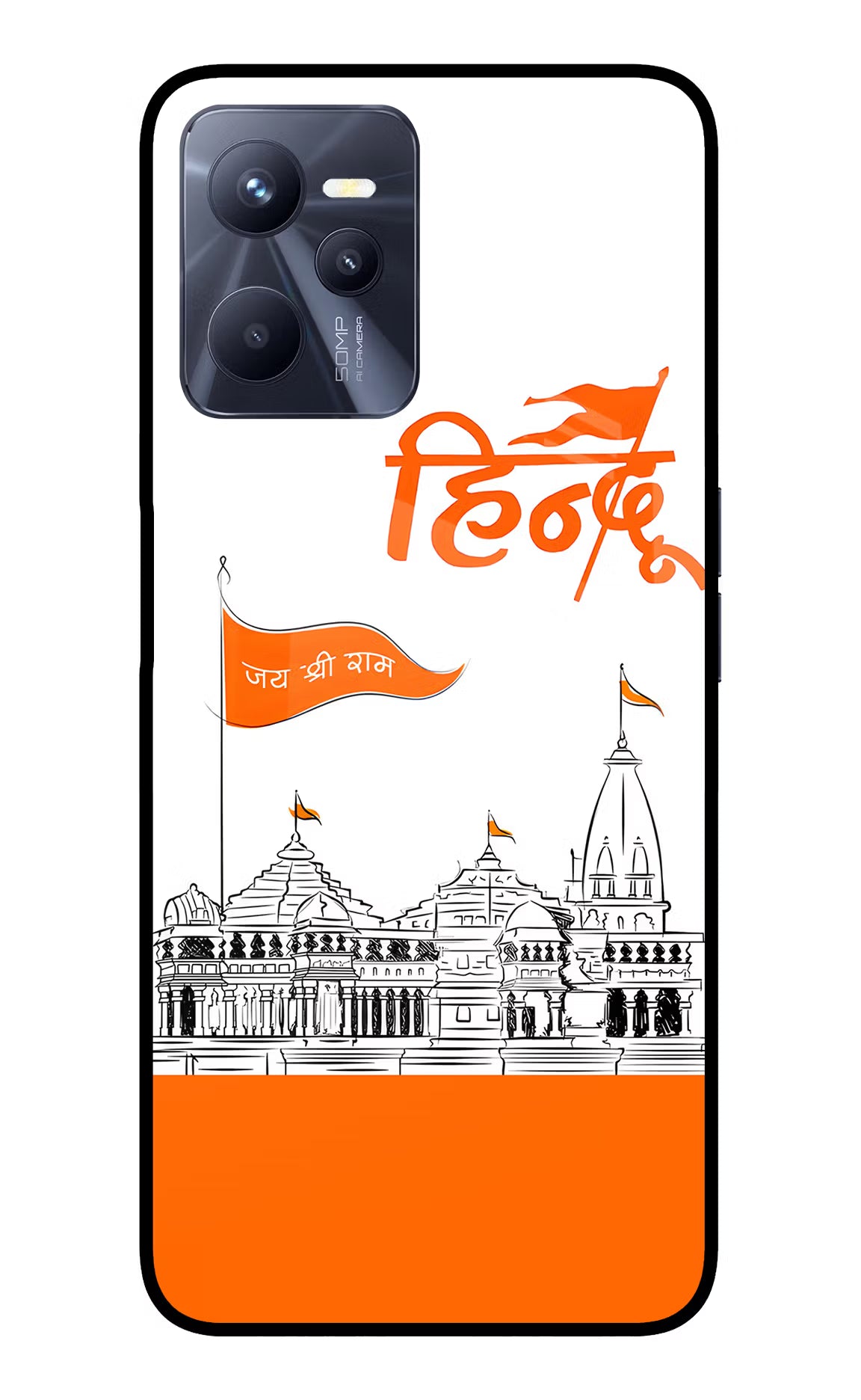 Jai Shree Ram Hindu Realme C35 Glass Case Back Cover by Casekaro