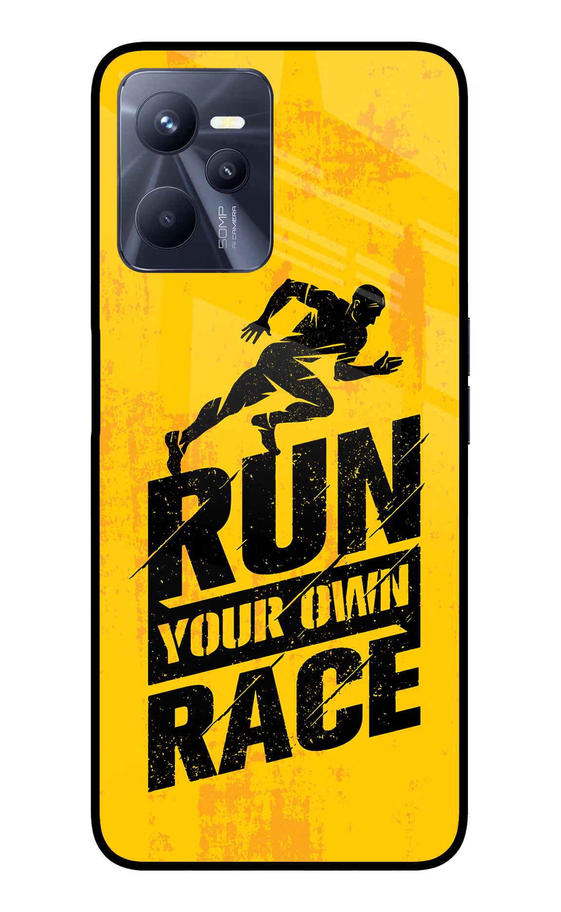 Run Your Own Race Realme C35 Glass Case Back Cover by Casekaro