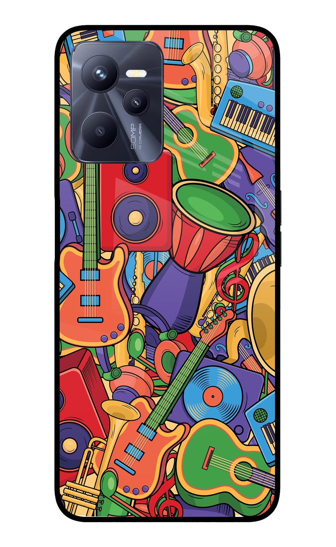 Music Instrument Doodle Realme C35 Glass Case