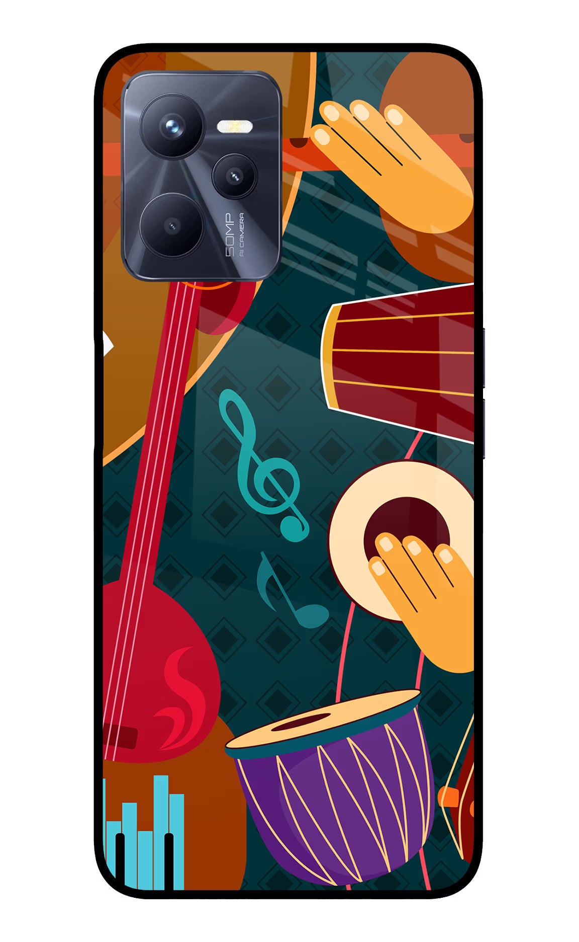 Music Instrument Realme C35 Glass Case Back Cover by Casekaro