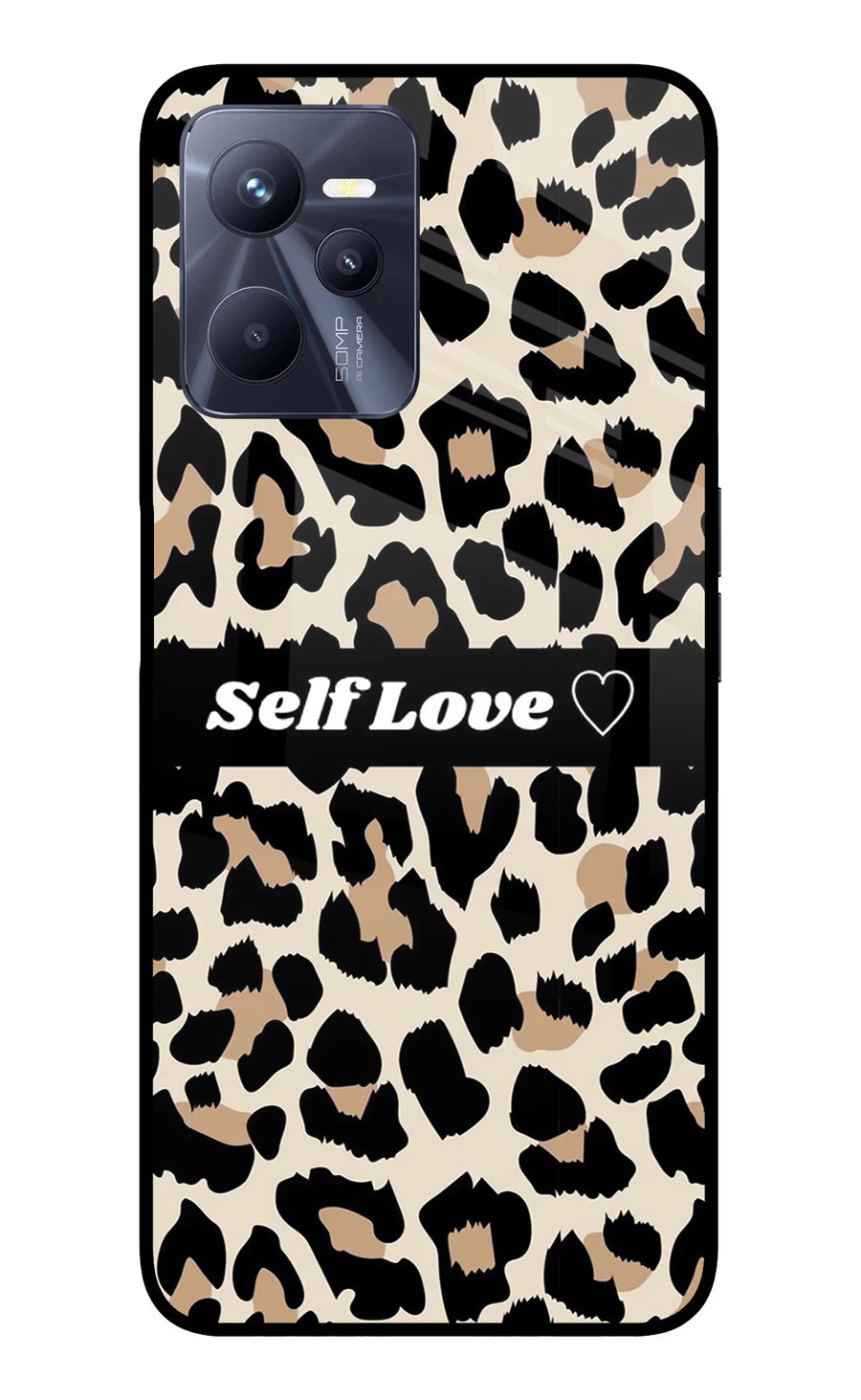 Leopard Print Self Love Realme C35 Back Cover, Glass case
