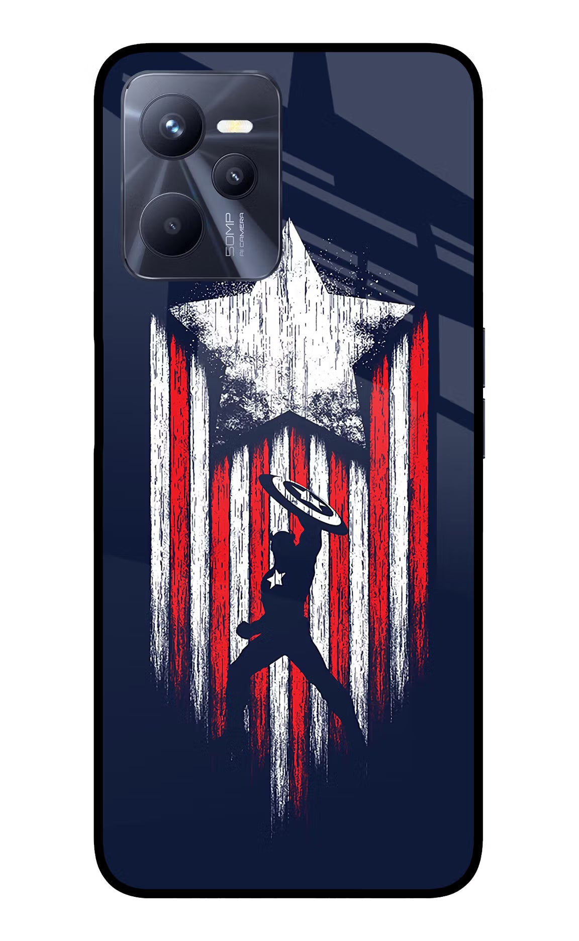 Captain America Marvel Art Realme C35 Glass Case Back Cover by Casekaro