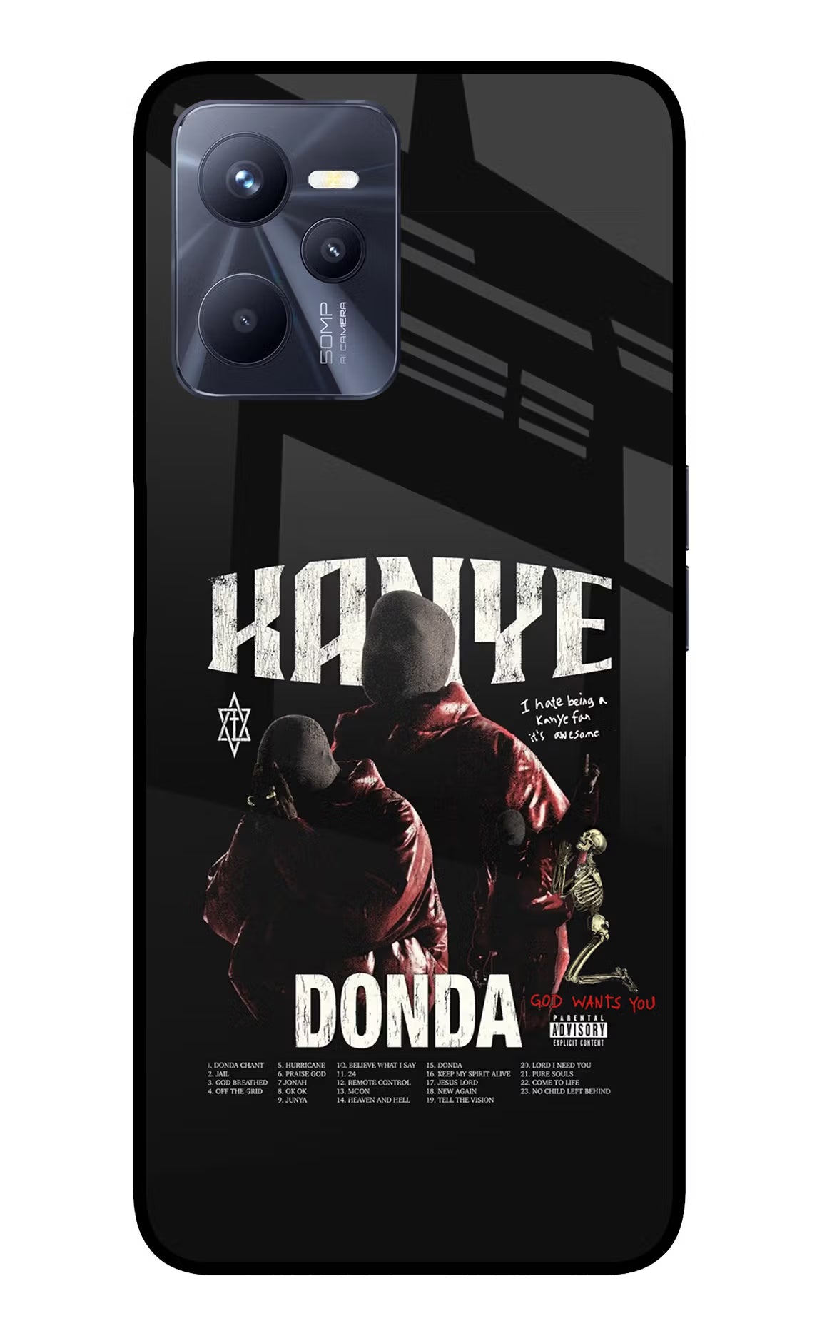 Donda Kanye West Realme C35 Glass Case Back Cover by Casekaro
