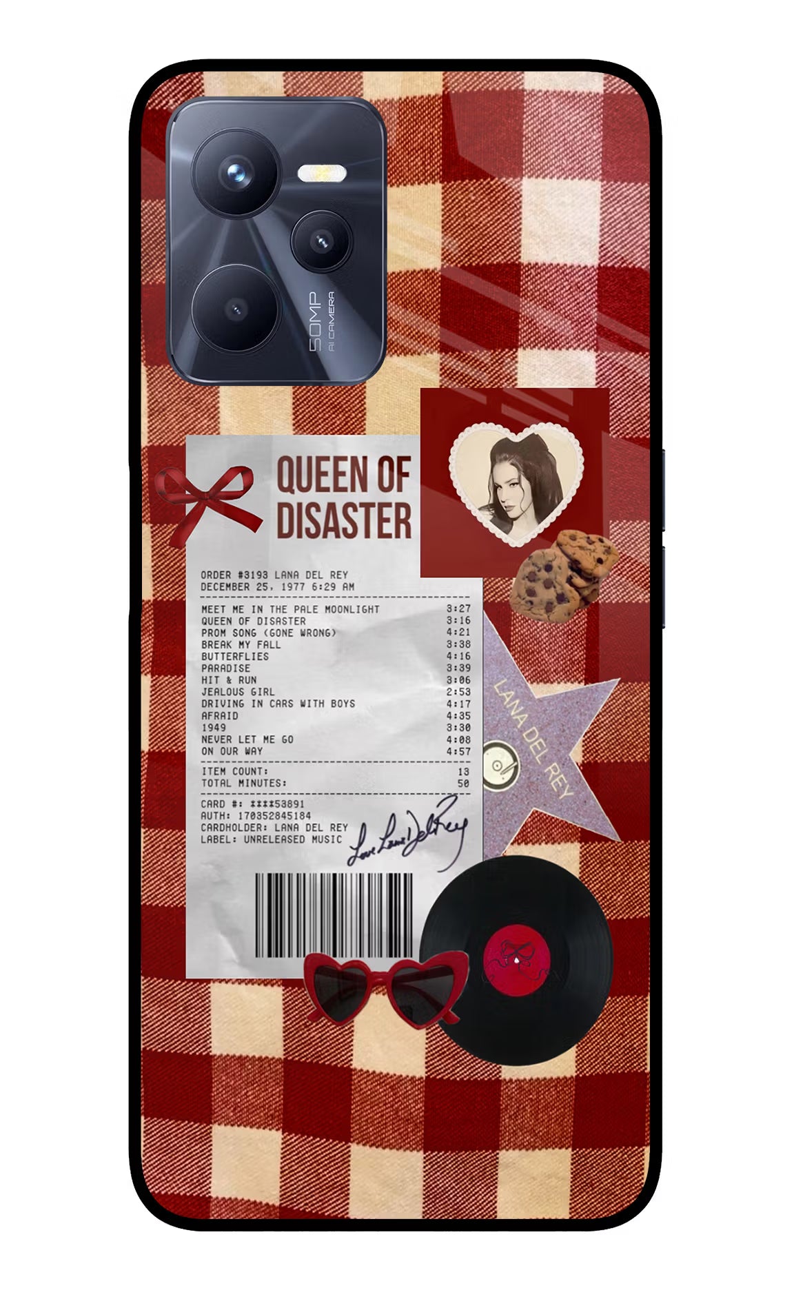 Queen of Disaster Realme C35 Glass Case Back Cover by Casekaro