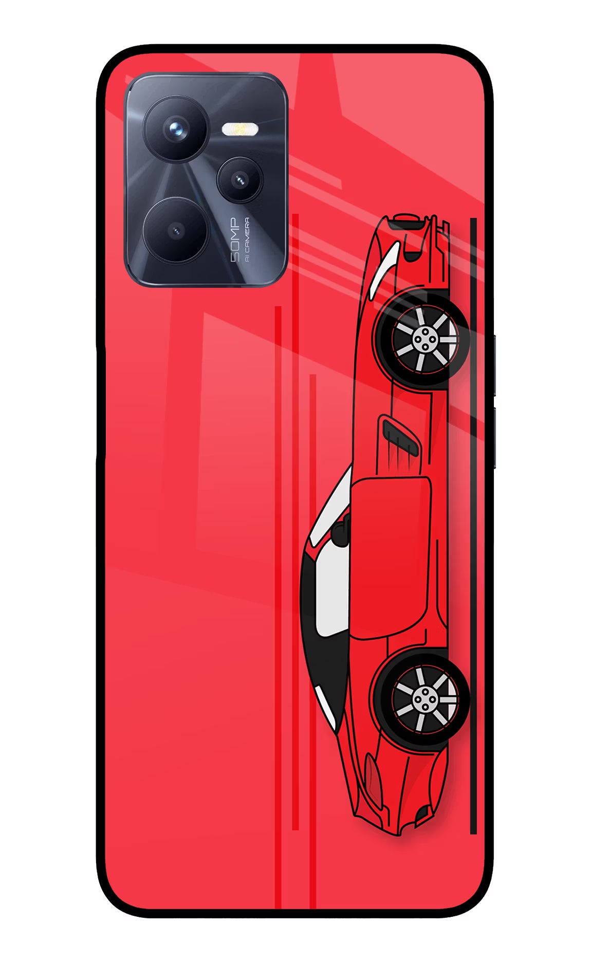 Red Velocity Realme C35 Glass Case