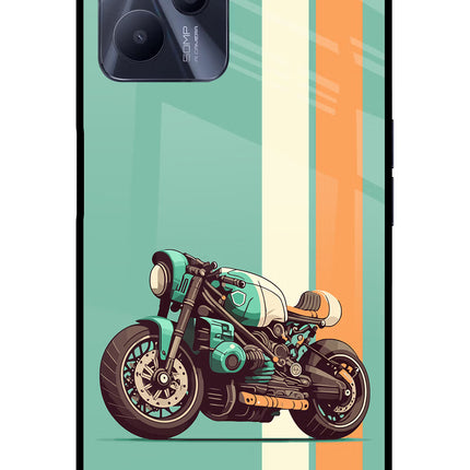 Striped Moto Drift Realme C35 Glass Case Back Cover by Casekaro