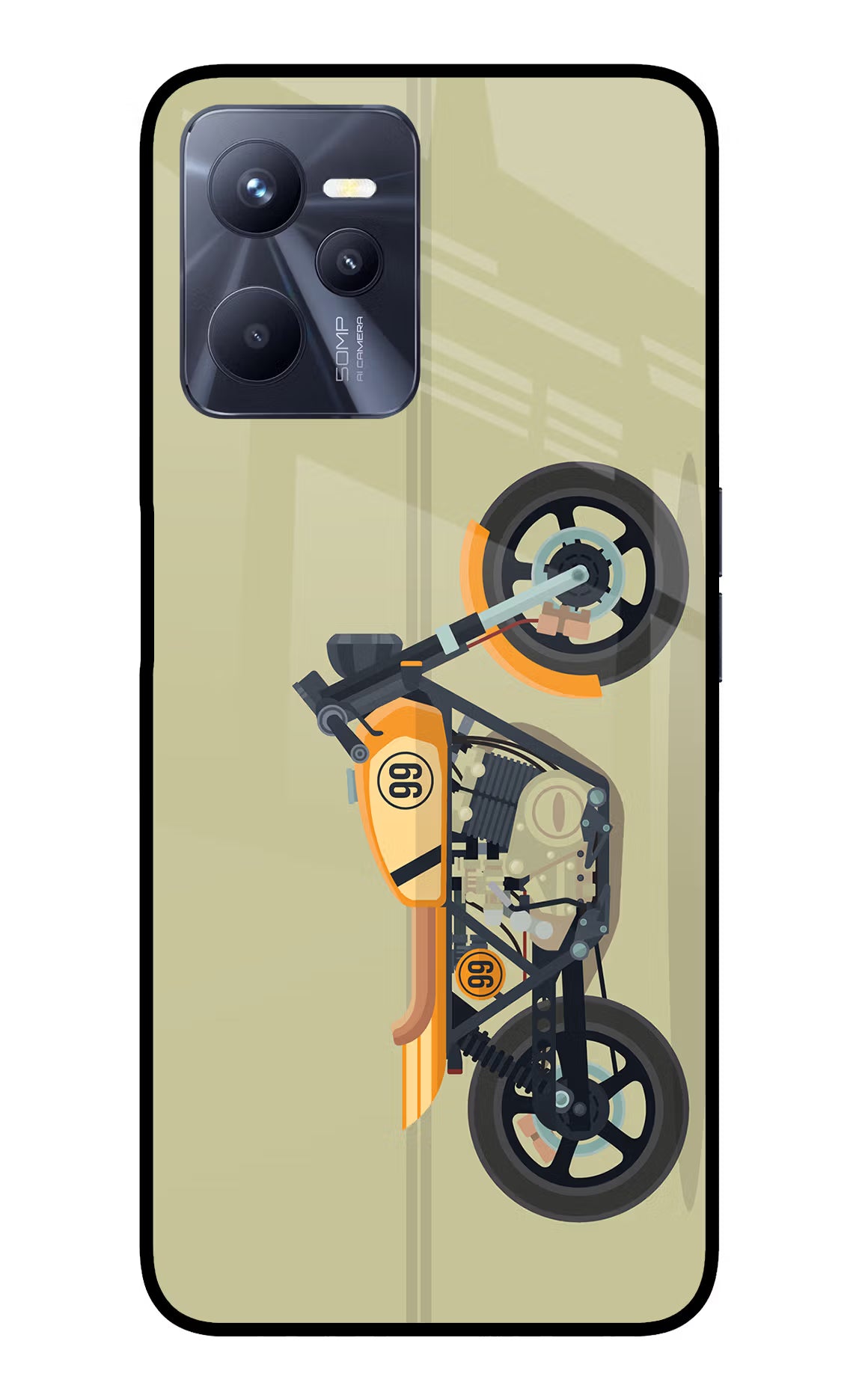 Vertical Speedster Realme C35 Glass Case Back Cover by Casekaro