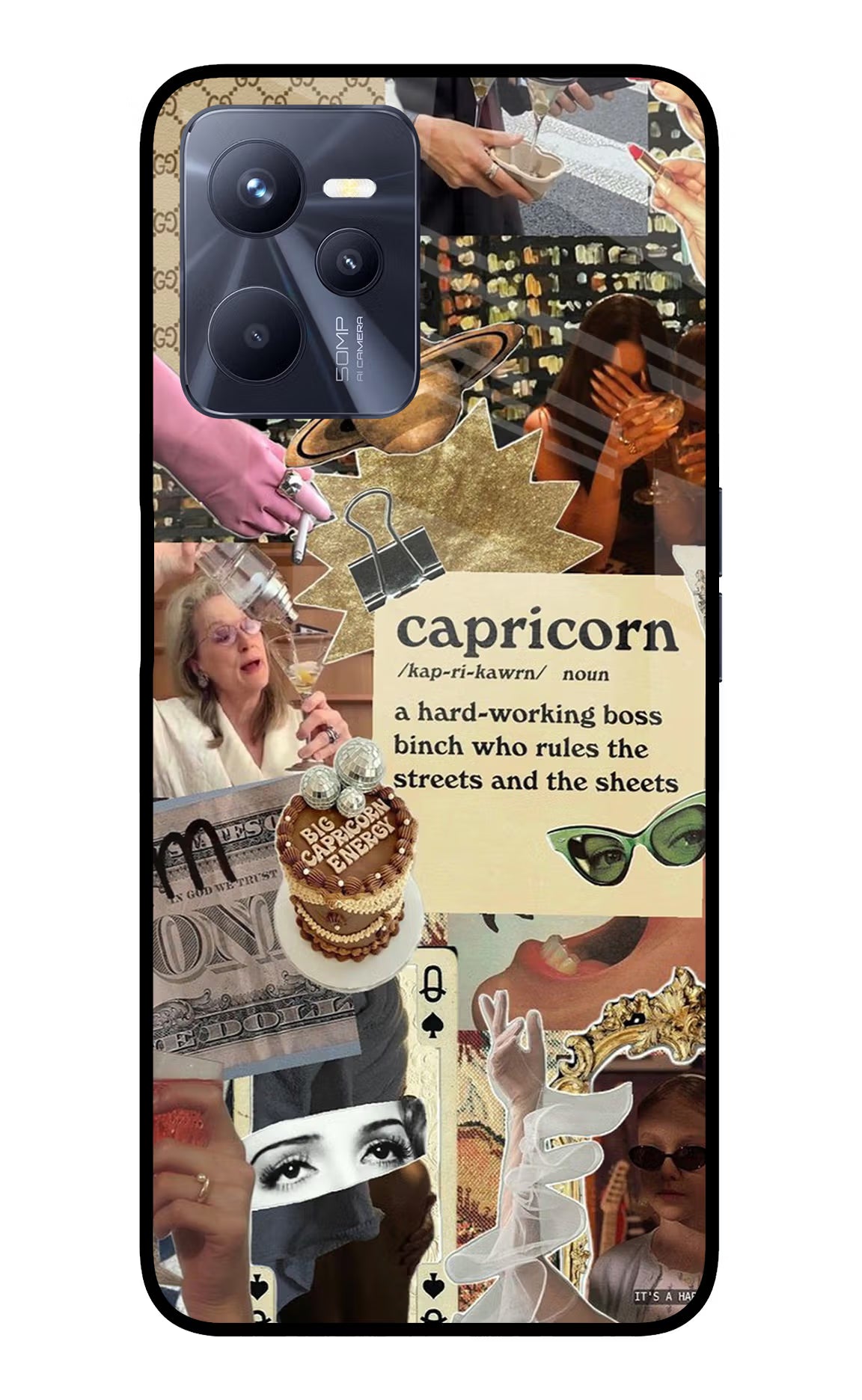 Capricorn Zodiac Realme C35 Glass Case Back Cover by Casekaro