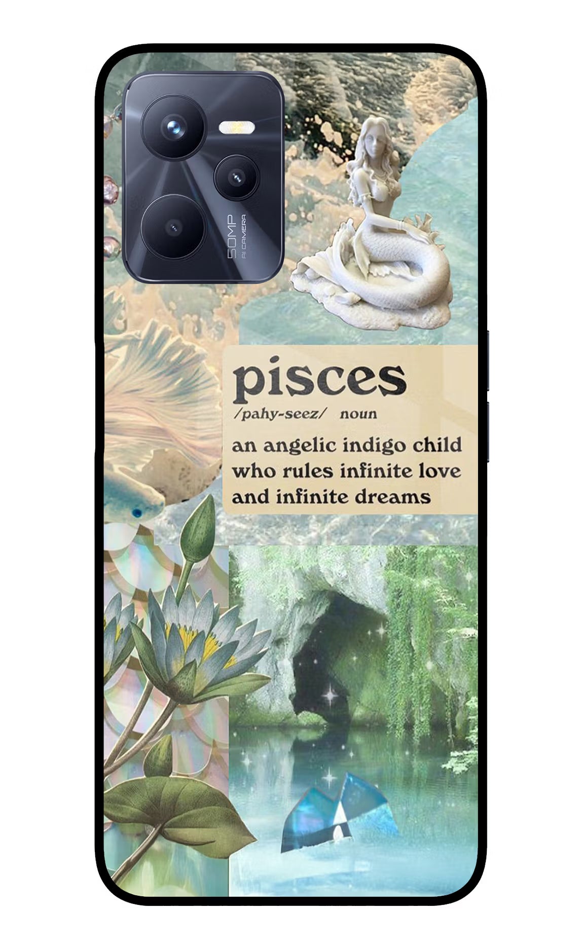 Pisces Zodiac Realme C35 Glass Case Back Cover by Casekaro