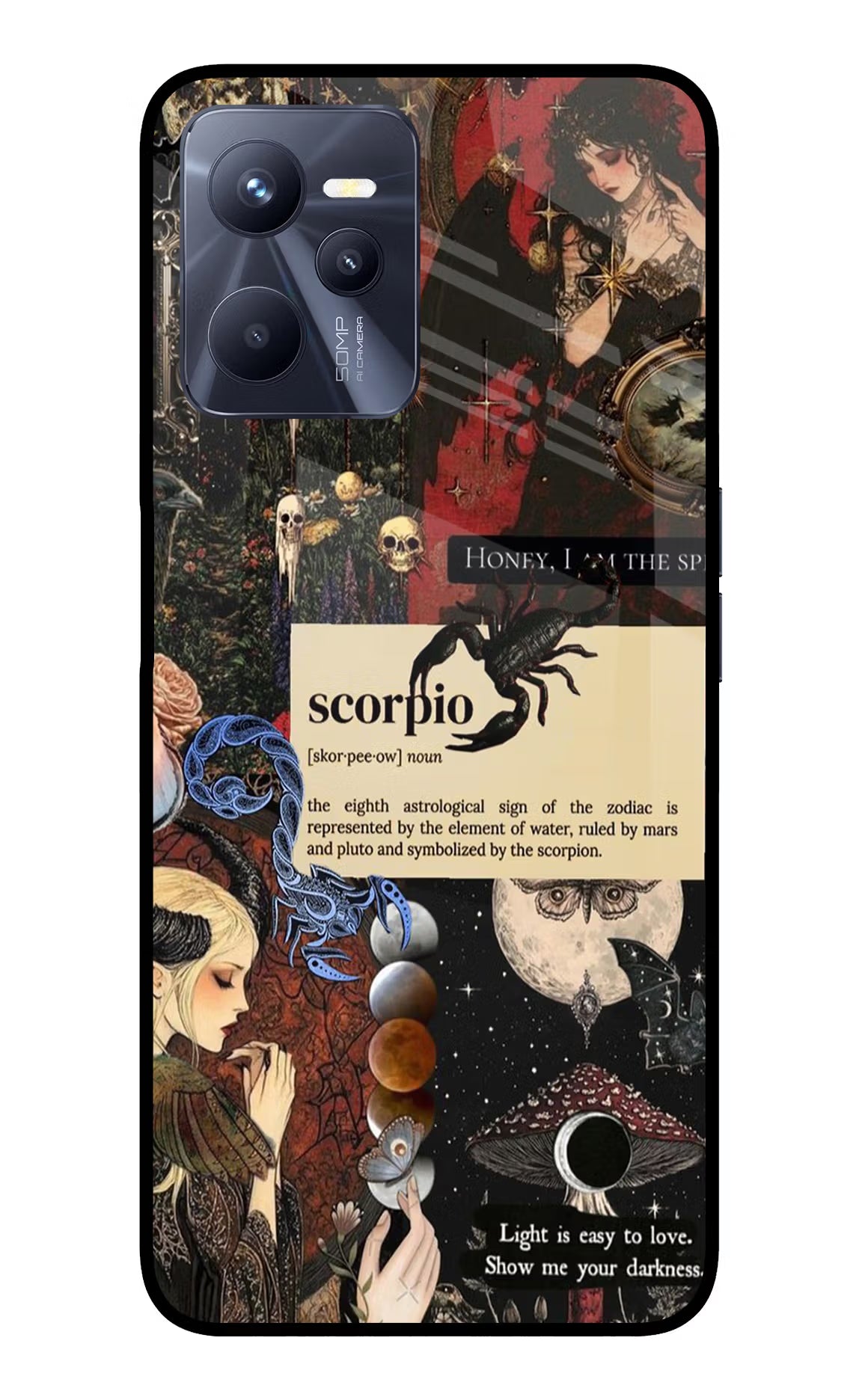 Scorpio Zodiac Realme C35 Glass Case Back Cover by Casekaro