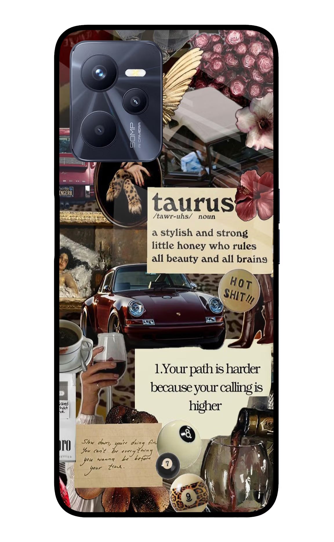 Taurus Zodiac Realme C35 Glass Case Back Cover by Casekaro