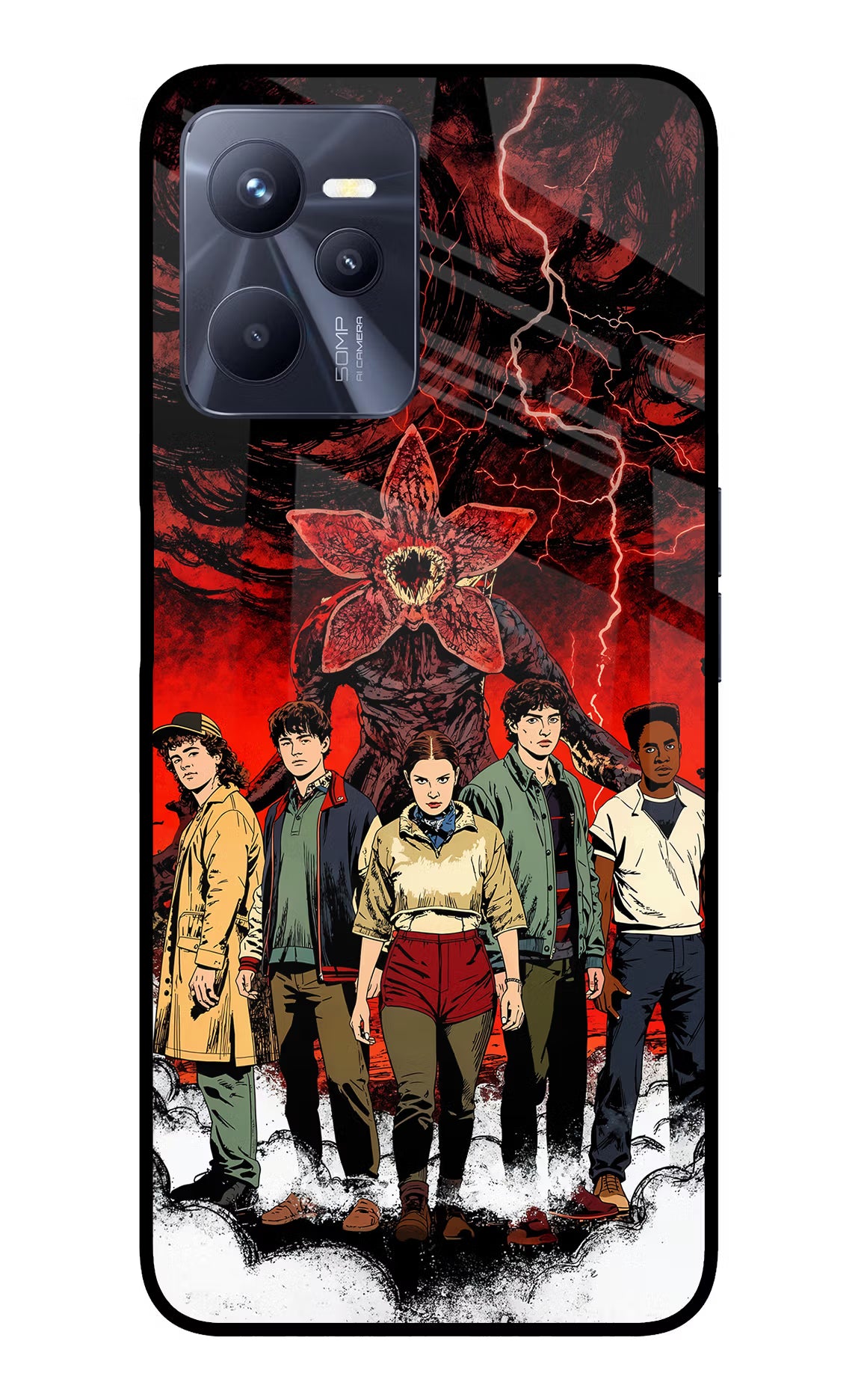 Ordinary Things Characters Realme C35 Glass Case Back Cover by Casekaro