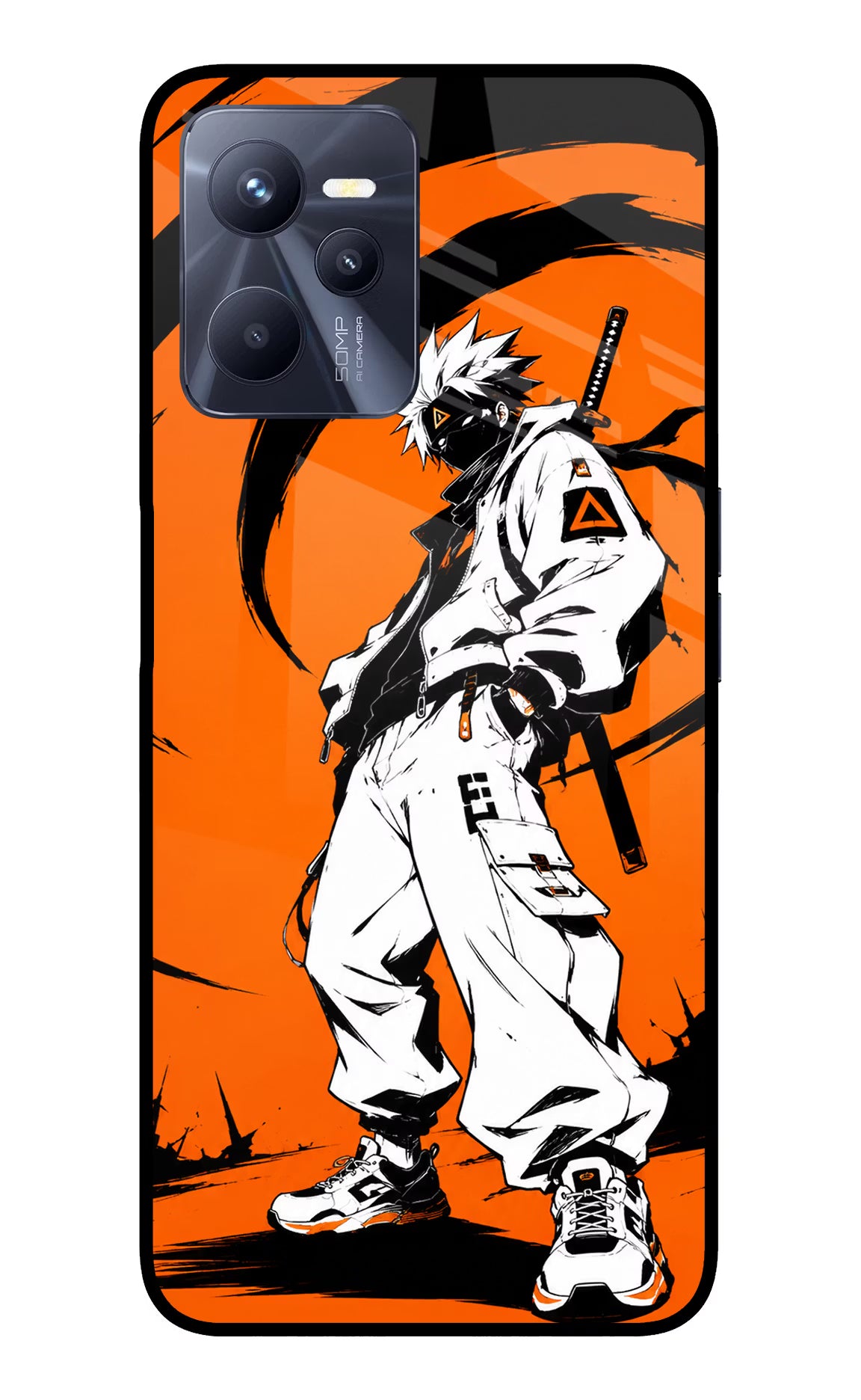 Street Samurai  Realme C35 Glass Case Back Cover by Casekaro
