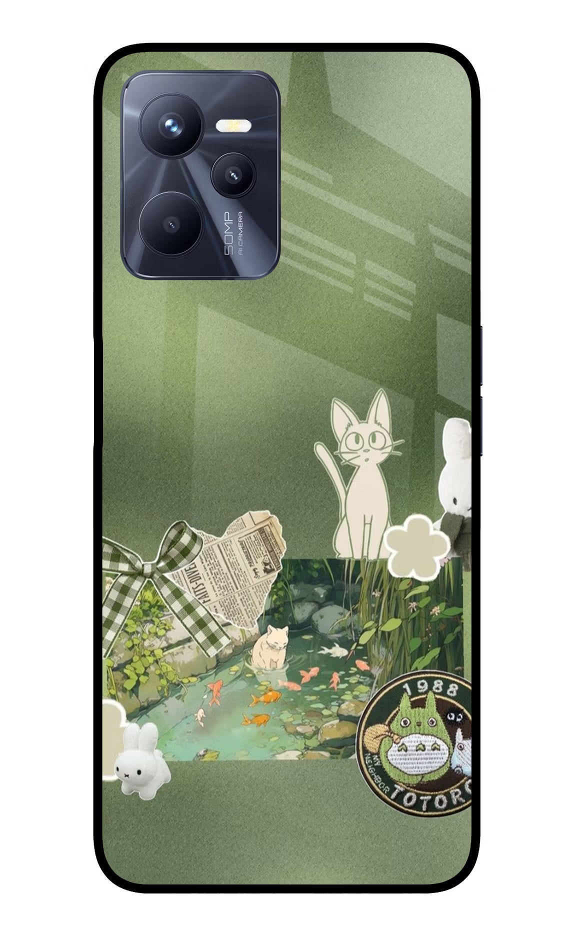 Aesthetic anime Realme C35 Glass Case Back Cover by Casekaro