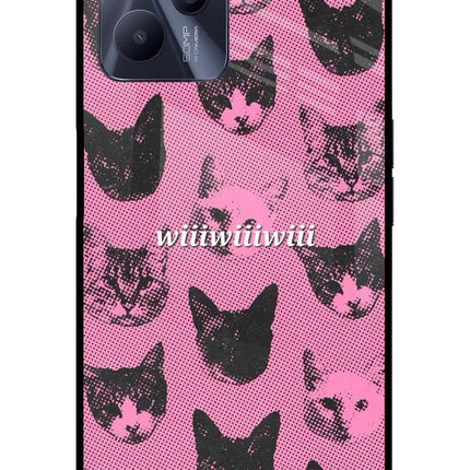 Pink Cats Realme C35 Glass Case