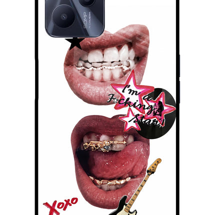 Rockstar Realme C35 Glass Case Back Cover by Casekaro