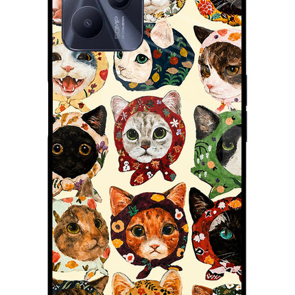 Cool Cat Realme C35 Glass Case Back Cover by Casekaro
