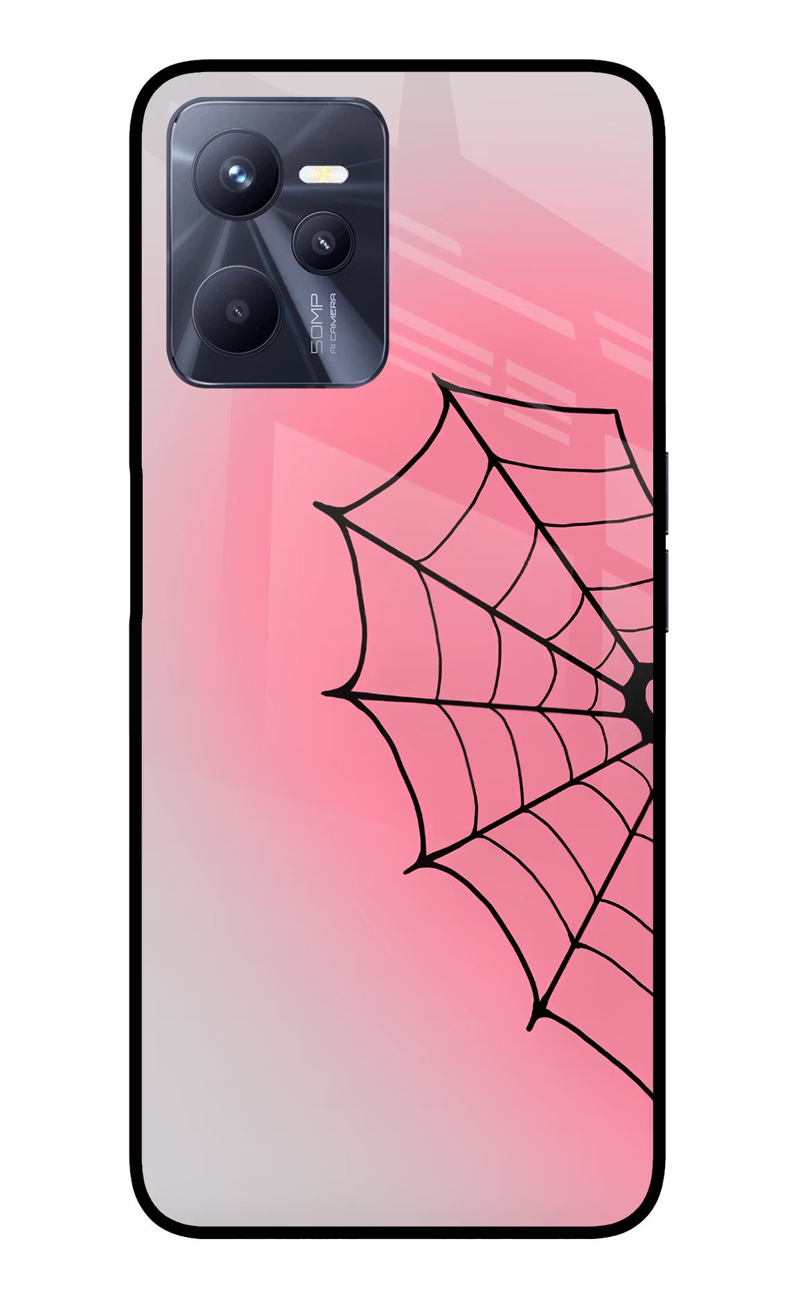 Pink Web Realme C35 Glass Case
