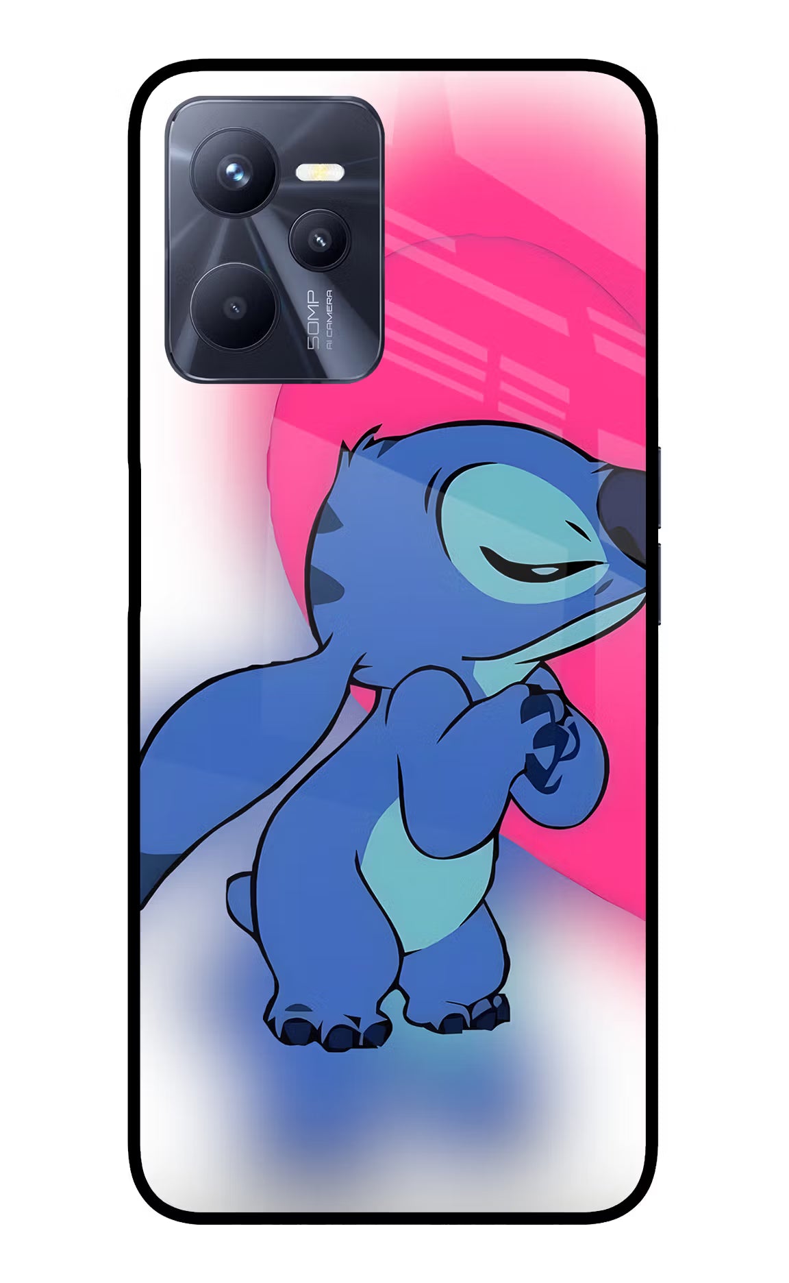 Stitch Hug Realme C35 Glass Case