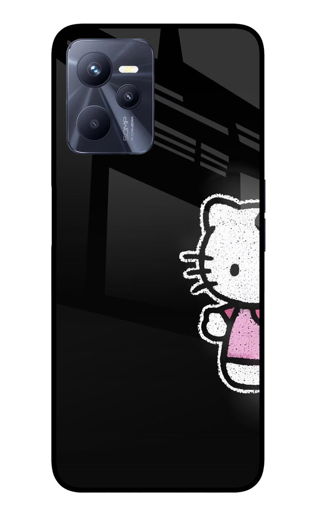 Kitty Charm Realme C35 Glass Case Back Cover by Casekaro
