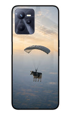 Skydiving Cow Realme C35 Glass Case