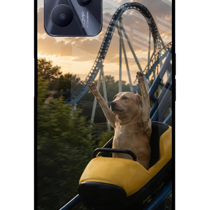 Rollercoaster Dog Realme C35 Glass Case