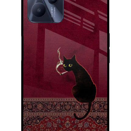 Midnight Cat Realme C35 Glass Case