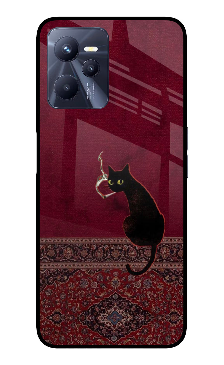 Midnight Cat Realme C35 Back Cover, Glass case