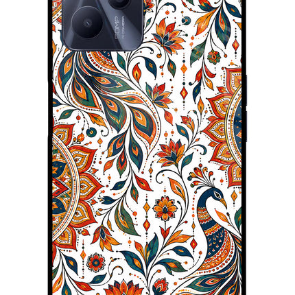 White Mayura Realme C35 Glass Case