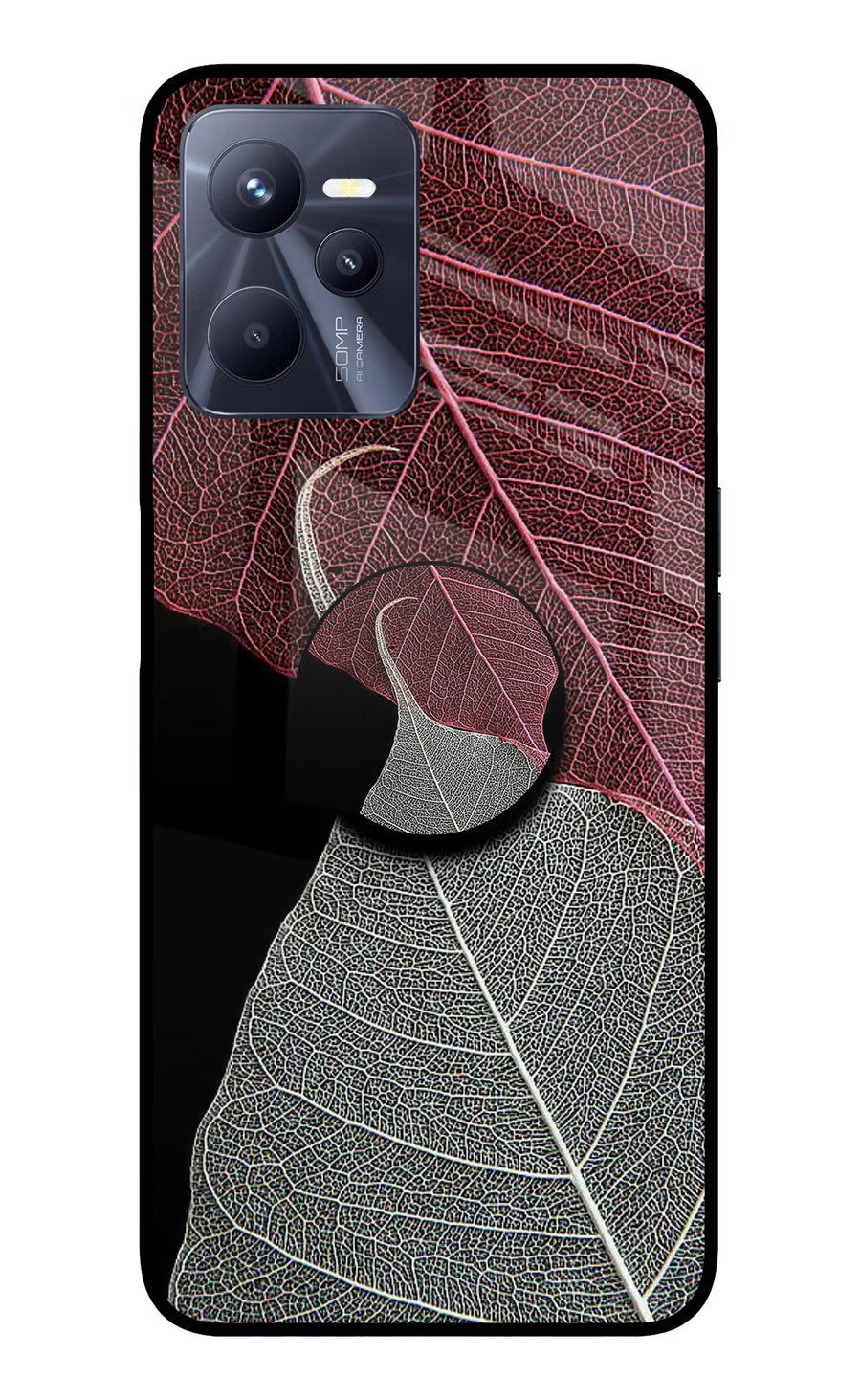 Leaf Pattern Realme C35 Pop Case, Glass case