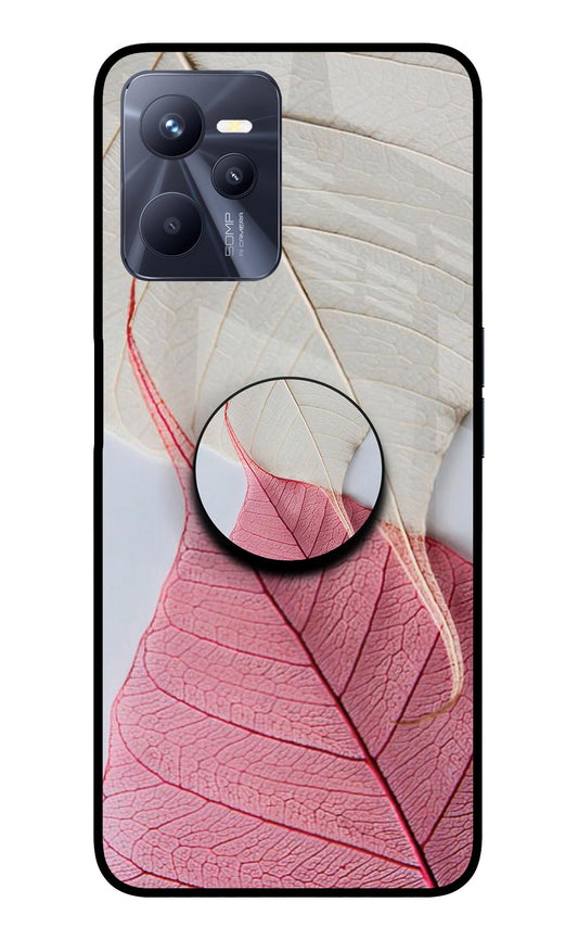 White Pink Leaf Realme C35 Glass Case