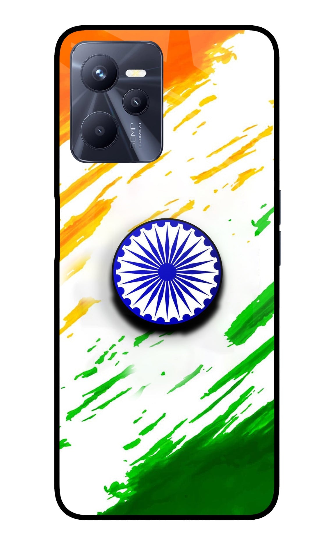 Indian Flag Ashoka Chakra Realme C35 Glass Case