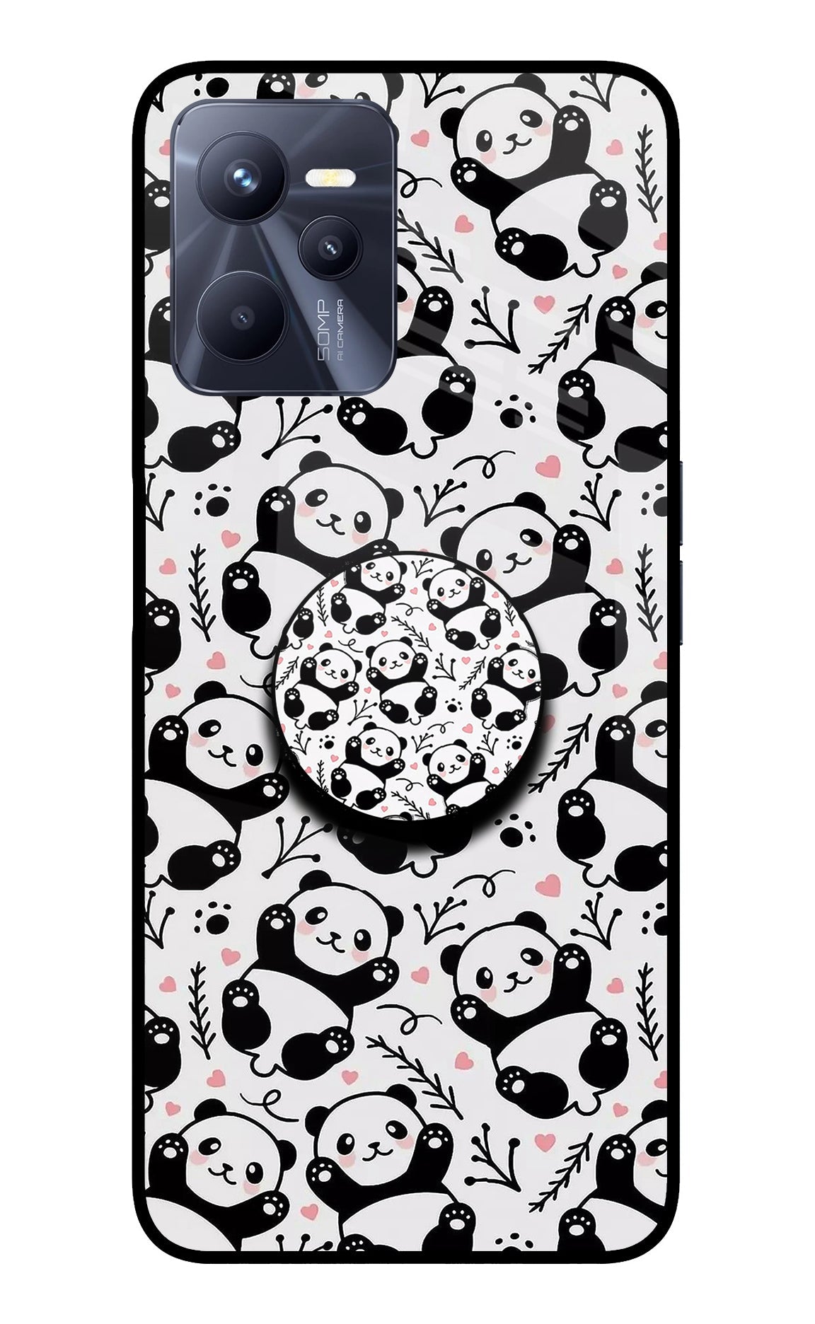 Cute Panda Realme C35 Glass Case