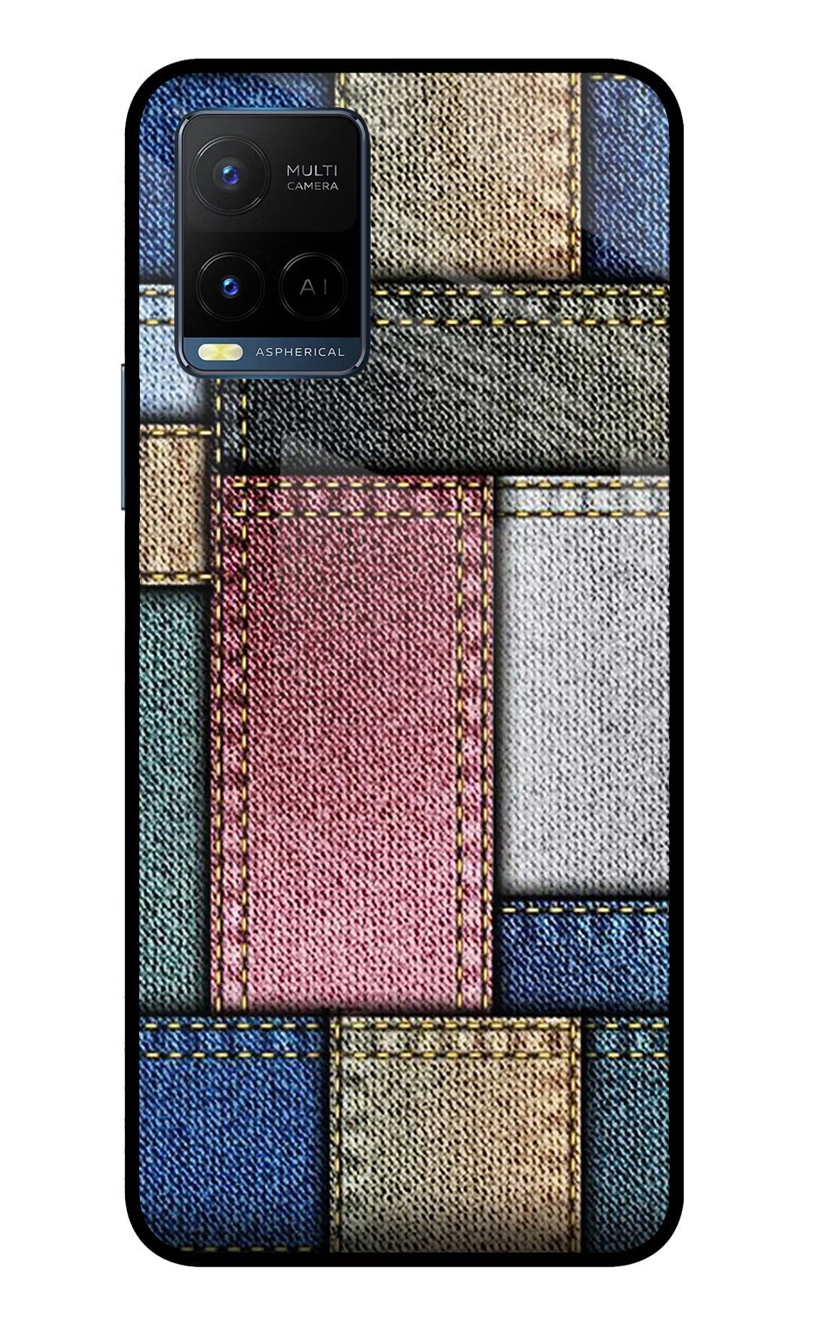 Multicolor Jeans Vivo Y33T Glass Case Back Cover by Casekaro