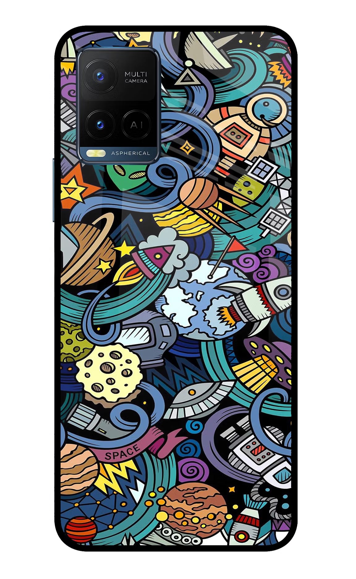 Space Abstract Vivo Y33T Glass Case Back Cover by Casekaro