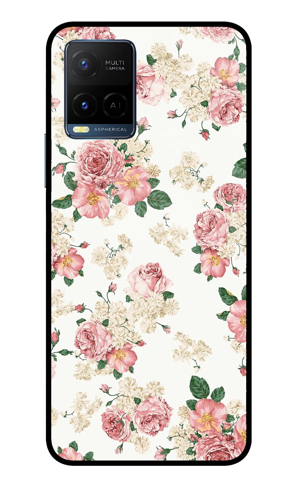 Flowers Vivo Y33T Glass Case Back Cover by Casekaro