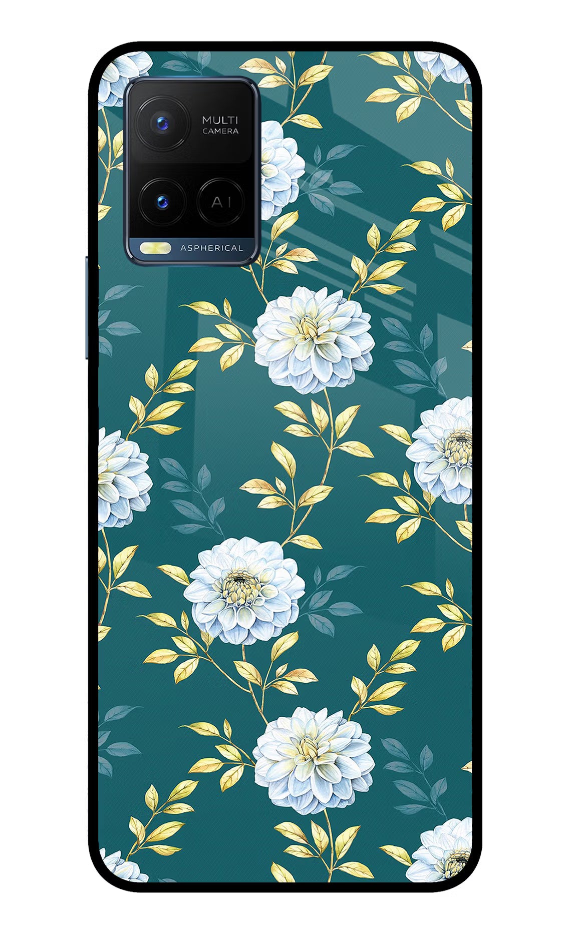 Flowers Vivo Y33T Glass Case Back Cover by Casekaro
