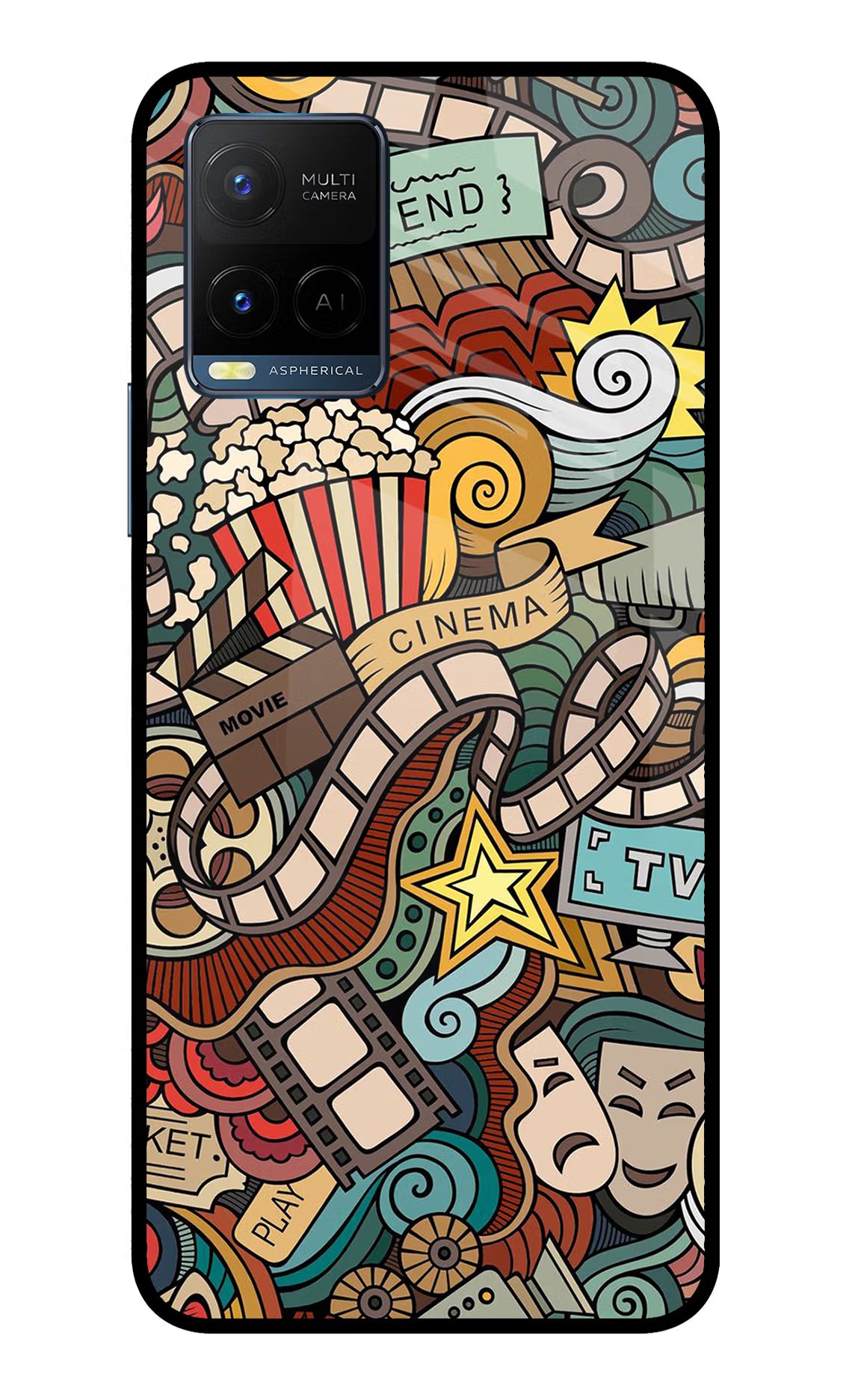 Cinema Abstract Vivo Y33T Glass Case Back Cover by Casekaro