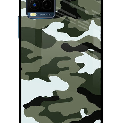 Camouflage Vivo Y33T Glass Case Back Cover by Casekaro