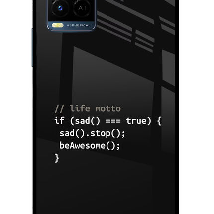Life Motto Code Vivo Y33T Glass Case Back Cover by Casekaro