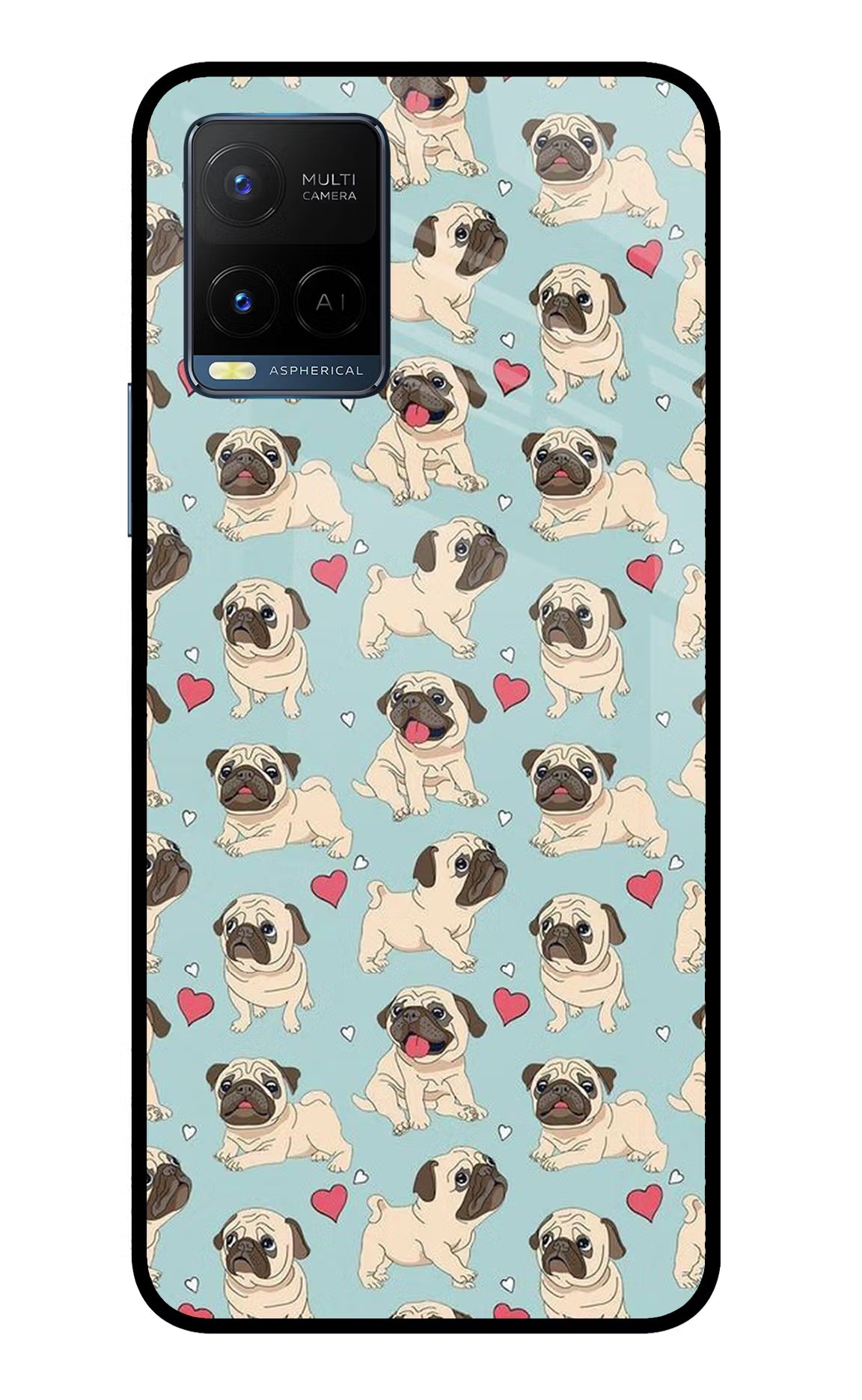 Pug Dog Vivo Y33T Glass Case Back Cover by Casekaro