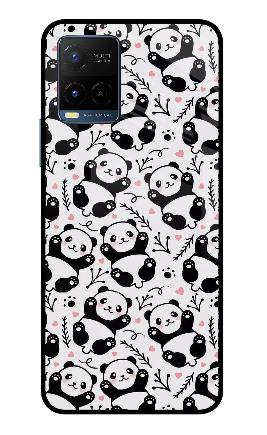 Cute Panda Vivo Y33T Back Cover, Glass case