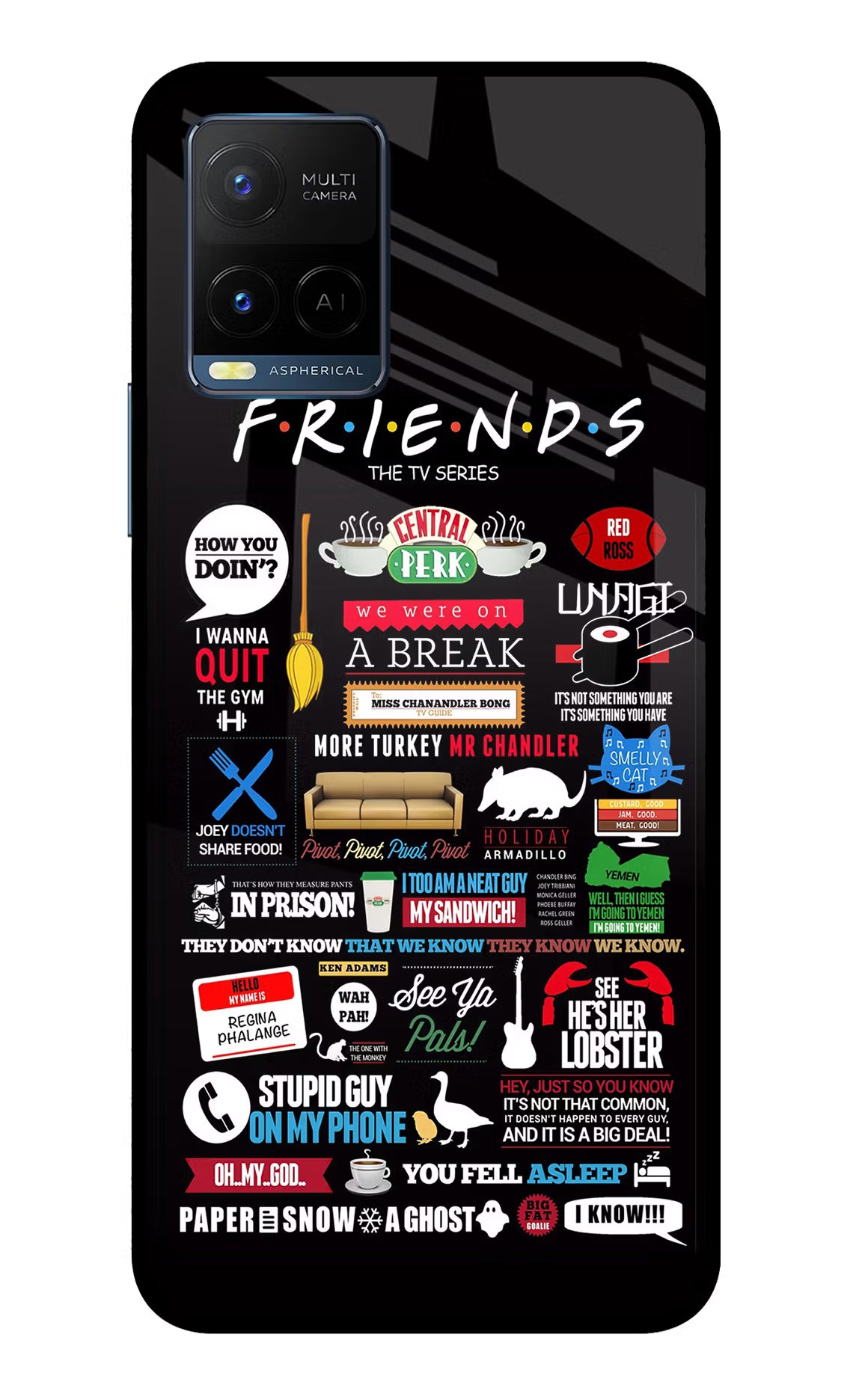 FRIENDS Vivo Y33T Glass Case Back Cover by Casekaro