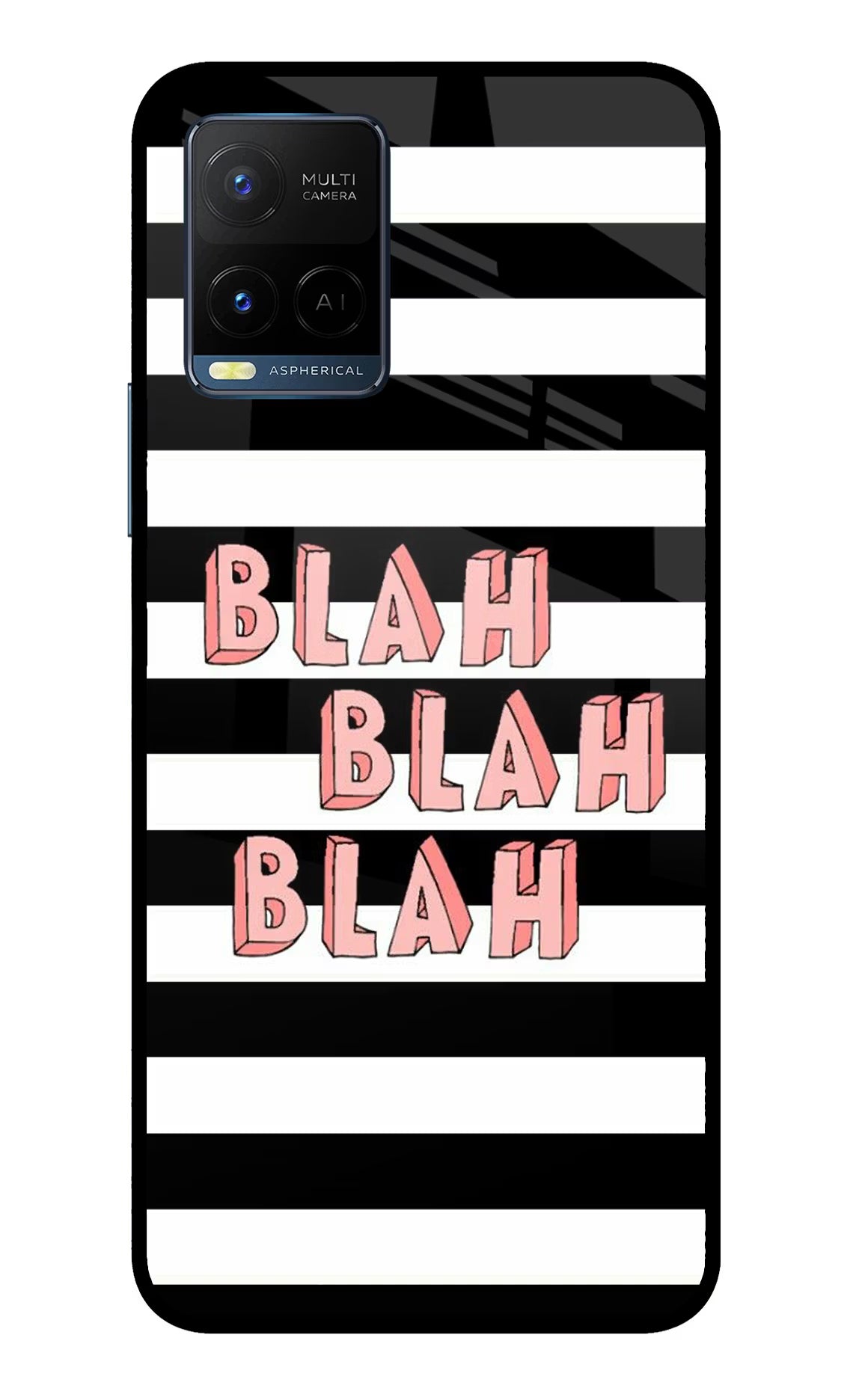 Blah Blah Blah Vivo Y33T Glass Case Back Cover by Casekaro
