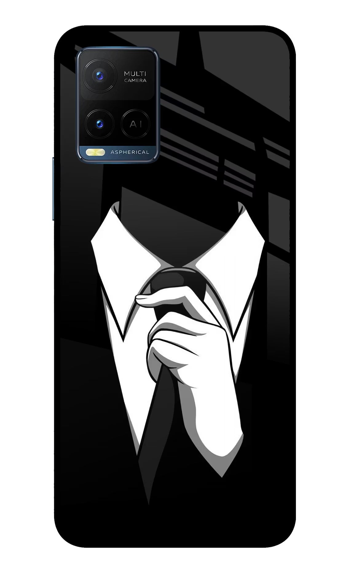 Black Tie Vivo Y33T Glass Case Back Cover by Casekaro
