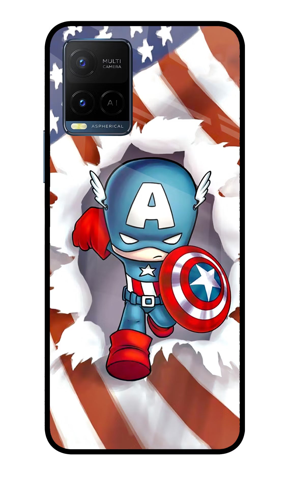 Captain America Vivo Y33T Glass Case Back Cover by Casekaro