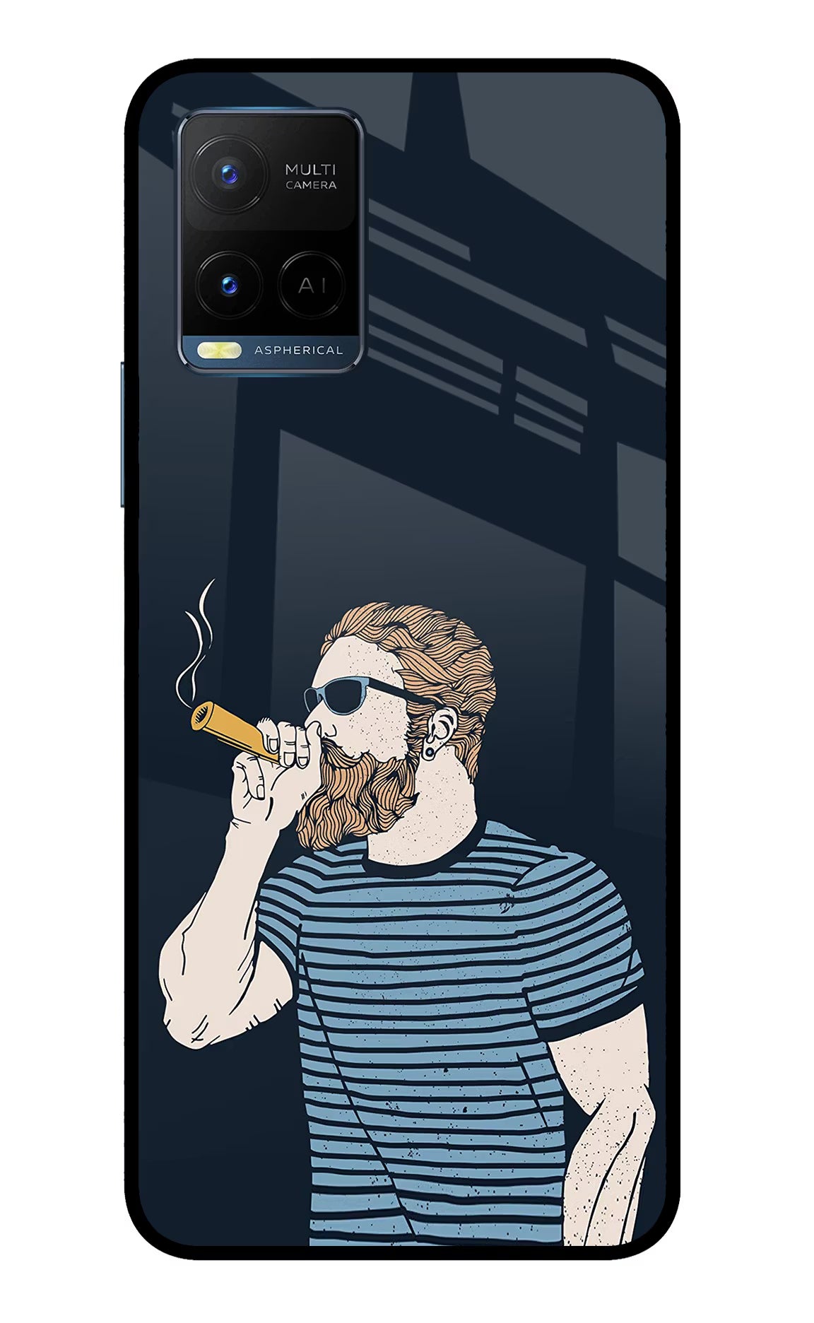 Smoking Vivo Y33T Glass Case Back Cover by Casekaro